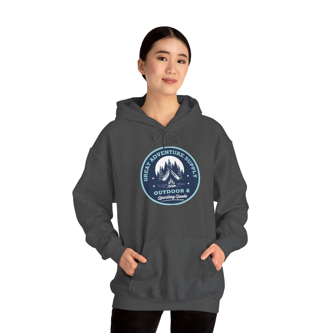 Outdoor Adventure Hoodie — "Great Adventure Supply" Graphic Pullover