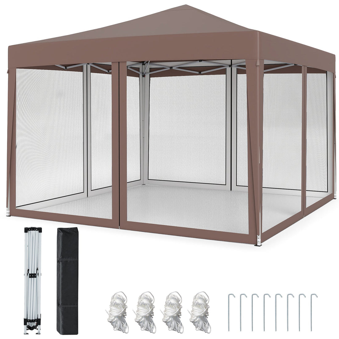 10 FT x 10 FT Pop-Up Canopy Tent Easy Setup Instant Folding Shelter with Mesh Netting