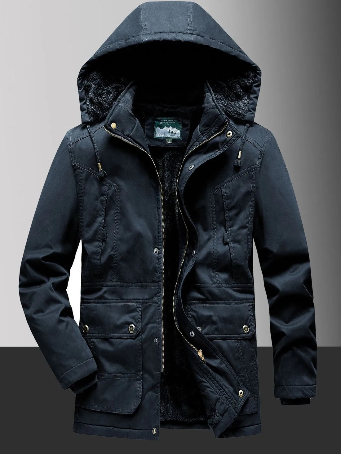Men's Plus Size Fleece Lined Hooded Winter Coat