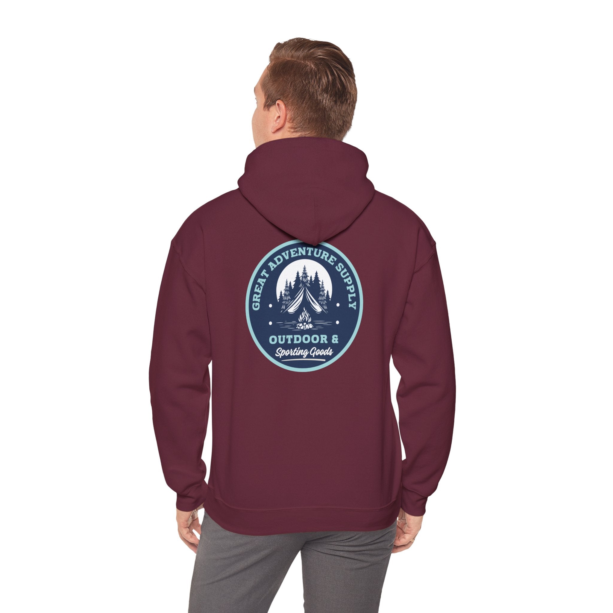 Outdoor Adventure Hoodie — "Great Adventure Supply" Graphic Pullover