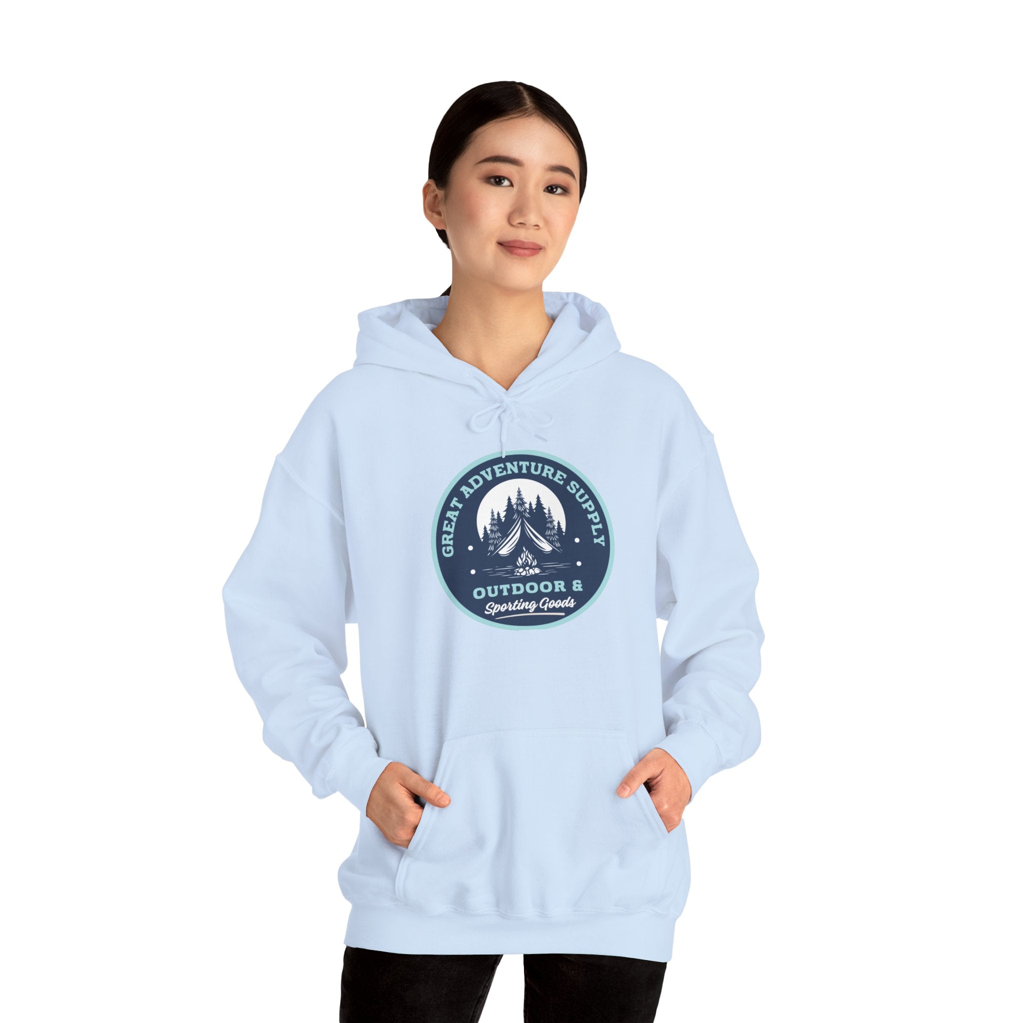 Outdoor Adventure Hoodie — "Great Adventure Supply" Graphic Pullover