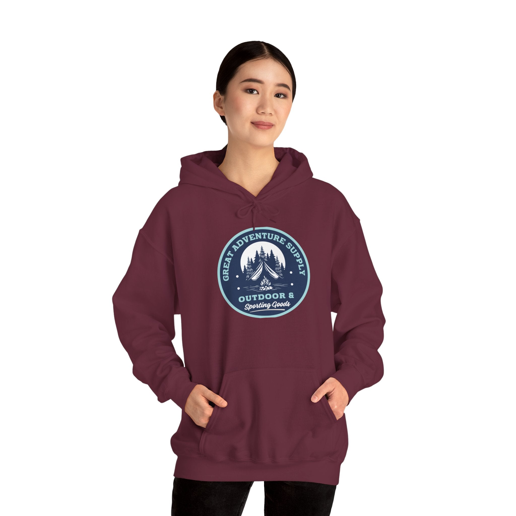 Outdoor Adventure Hoodie — "Great Adventure Supply" Graphic Pullover