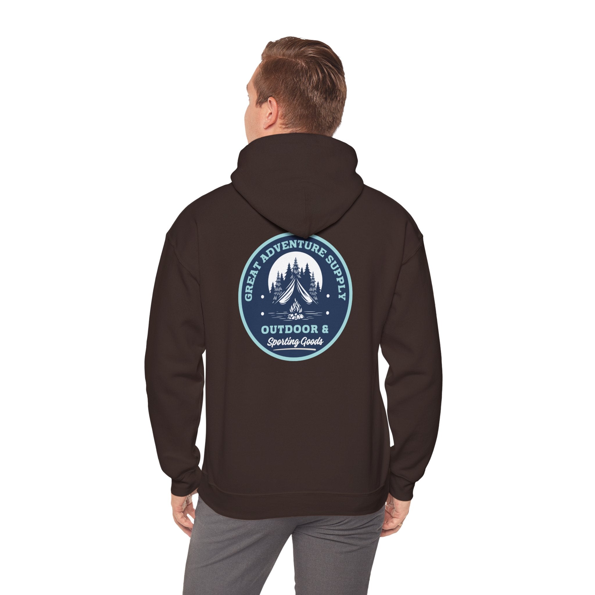 Outdoor Adventure Hoodie — "Great Adventure Supply" Graphic Pullover
