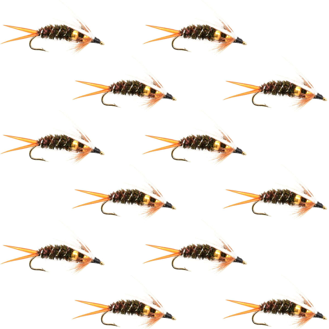 Double Bead Prince Nymph Fly Fishing Flies - 12 Flies Hook Size 14