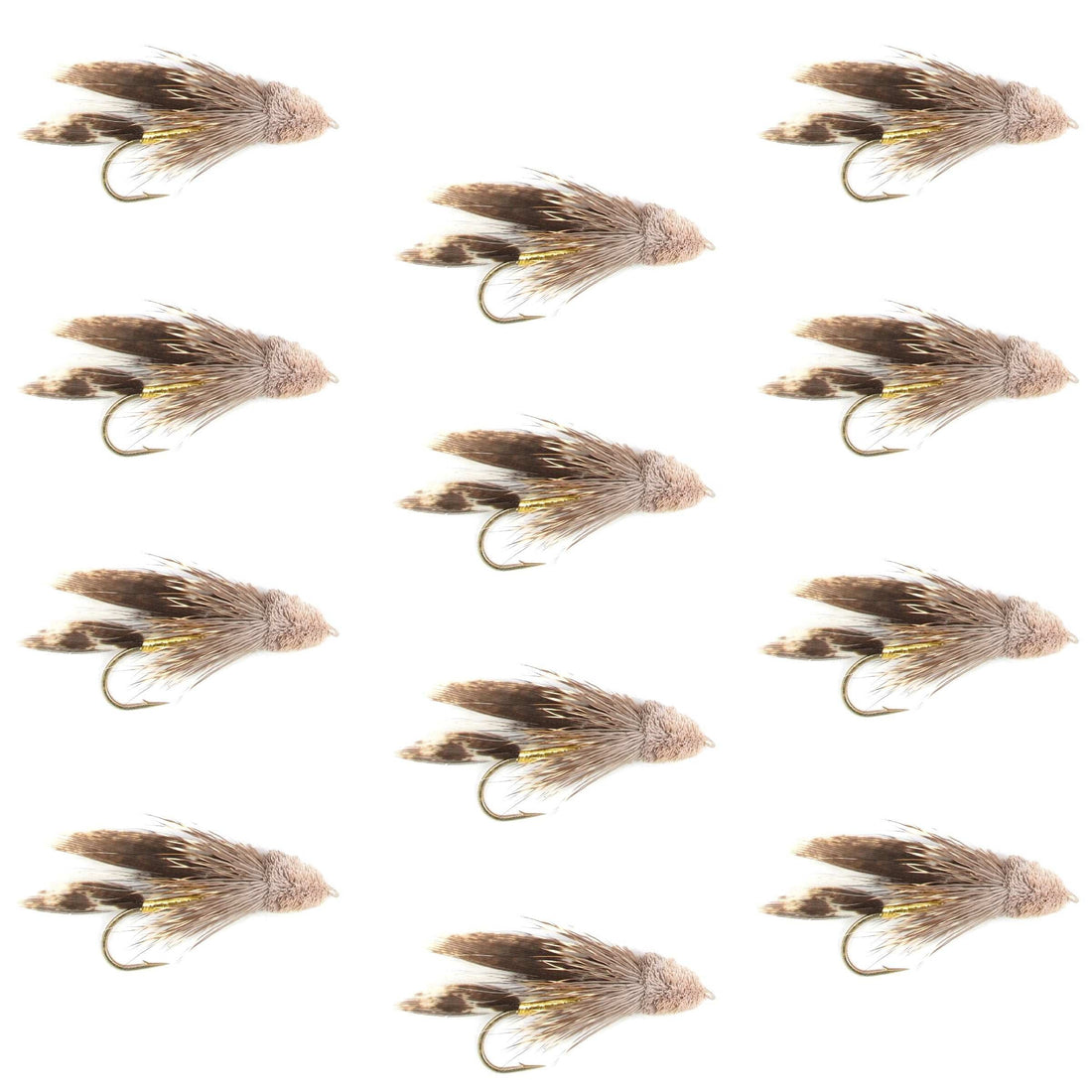 Muddler Minnow Streamer Fishing Fly - 12 Flies Hook Size 8