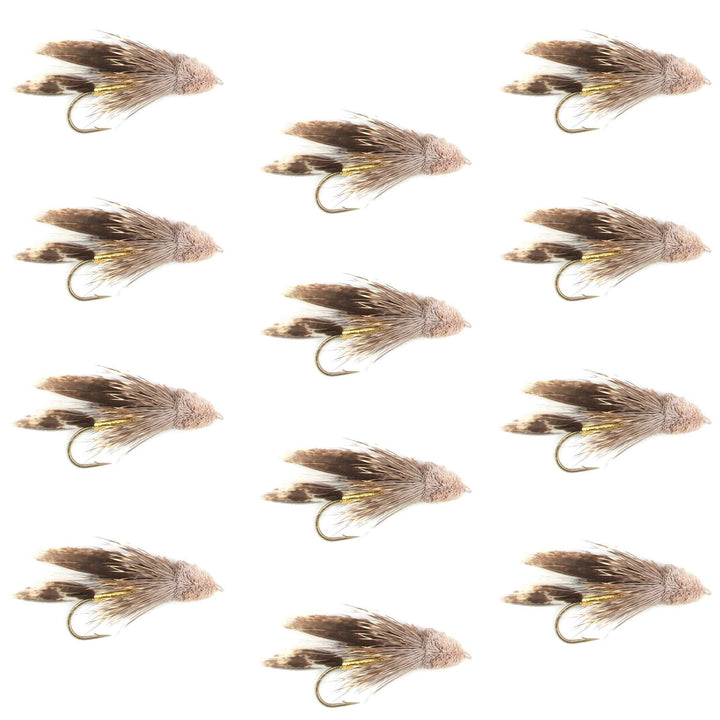 Muddler Minnow Streamer Fishing Fly - 12 Flies Hook Size 8