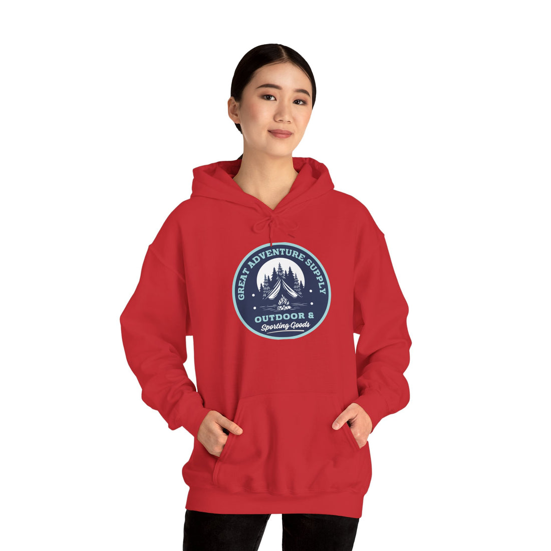 Outdoor Adventure Hoodie — "Great Adventure Supply" Graphic Pullover