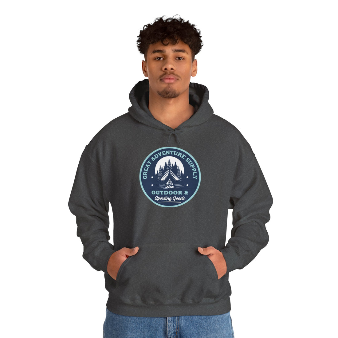 Outdoor Adventure Hoodie — "Great Adventure Supply" Graphic Pullover