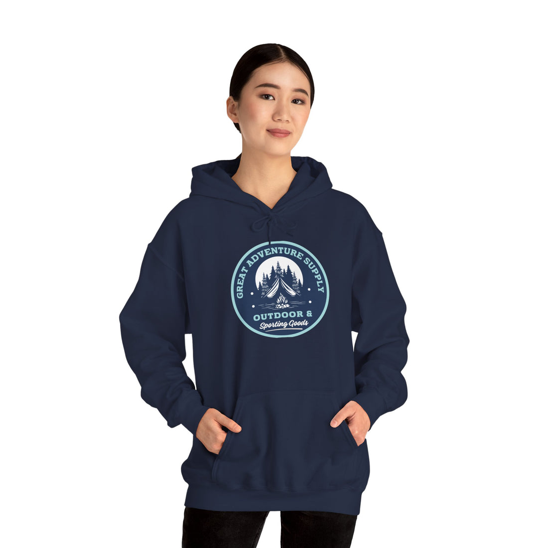 Outdoor Adventure Hoodie — "Great Adventure Supply" Graphic Pullover
