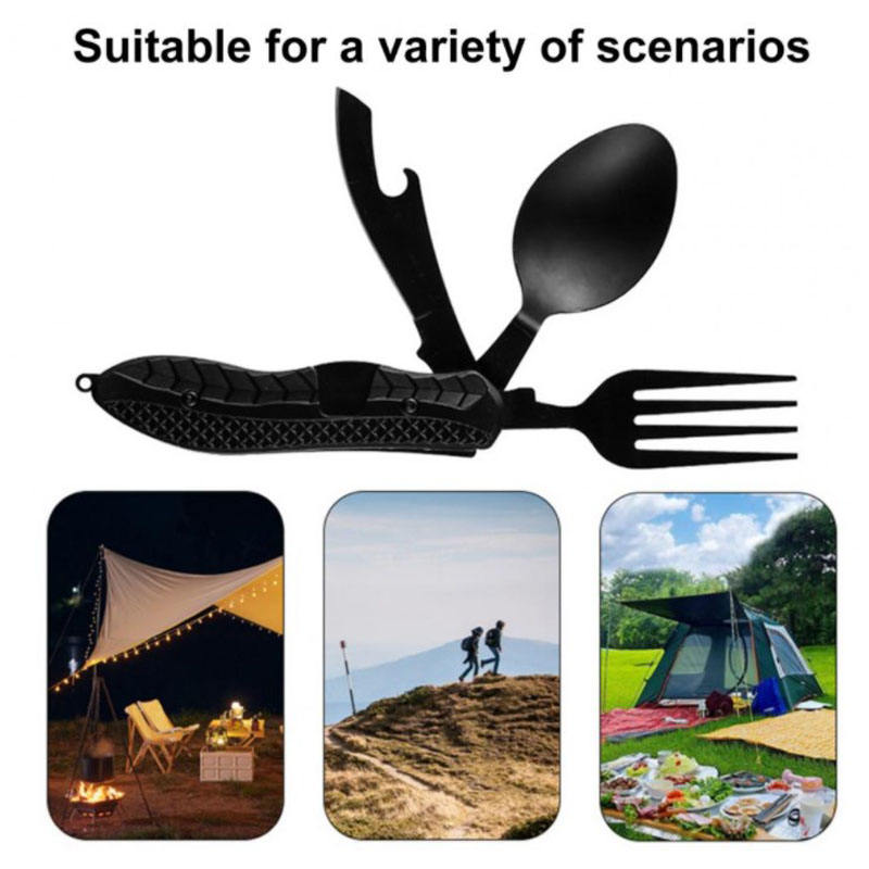 Multifunctional Camping Tableware Stainless Steel Knife Fork Spoon Portable