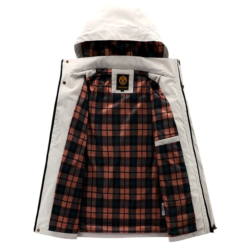 Fashion Men's Casual Windbreaker Jackets Hooded Jacket Man Waterproof Outdoor Soft Shell Winter Coat Clothing Warm Thick Tops