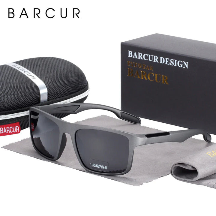BARCURTR90 Ultralight Polarized Sunglasses for Men Vintage Square Eyewear with UV400 Protection for Summer