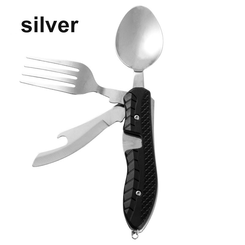 Multifunctional Camping Tableware Stainless Steel Knife Fork Spoon Portable
