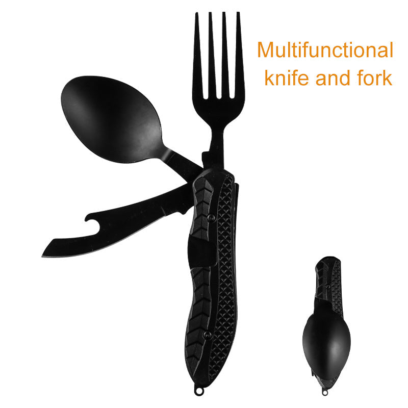 Multifunctional Camping Tableware Stainless Steel Knife Fork Spoon Portable