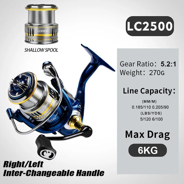 Metal Spinning Reel 5.2 Ratio Sea Fishing Boat Outdoor