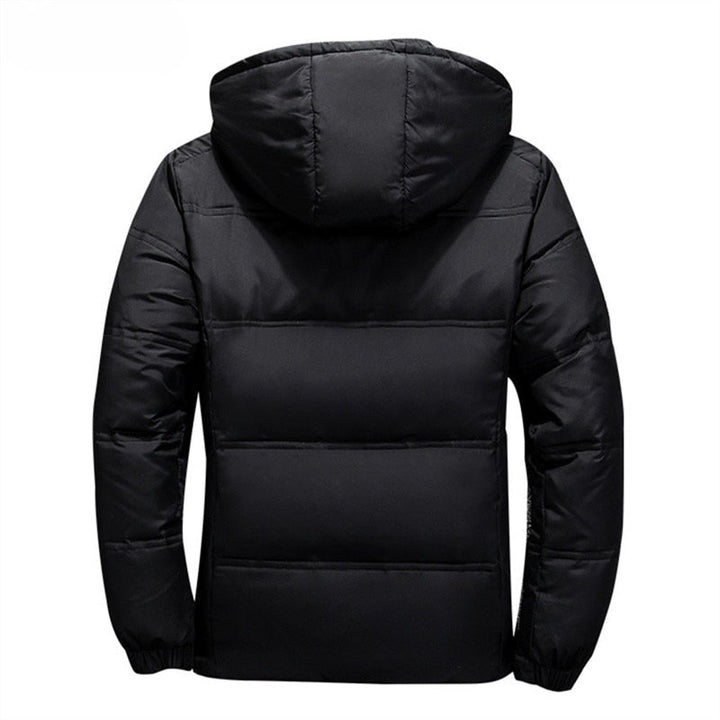 Duck Dow Mens Warm Winter Solid Color Hooded Coat