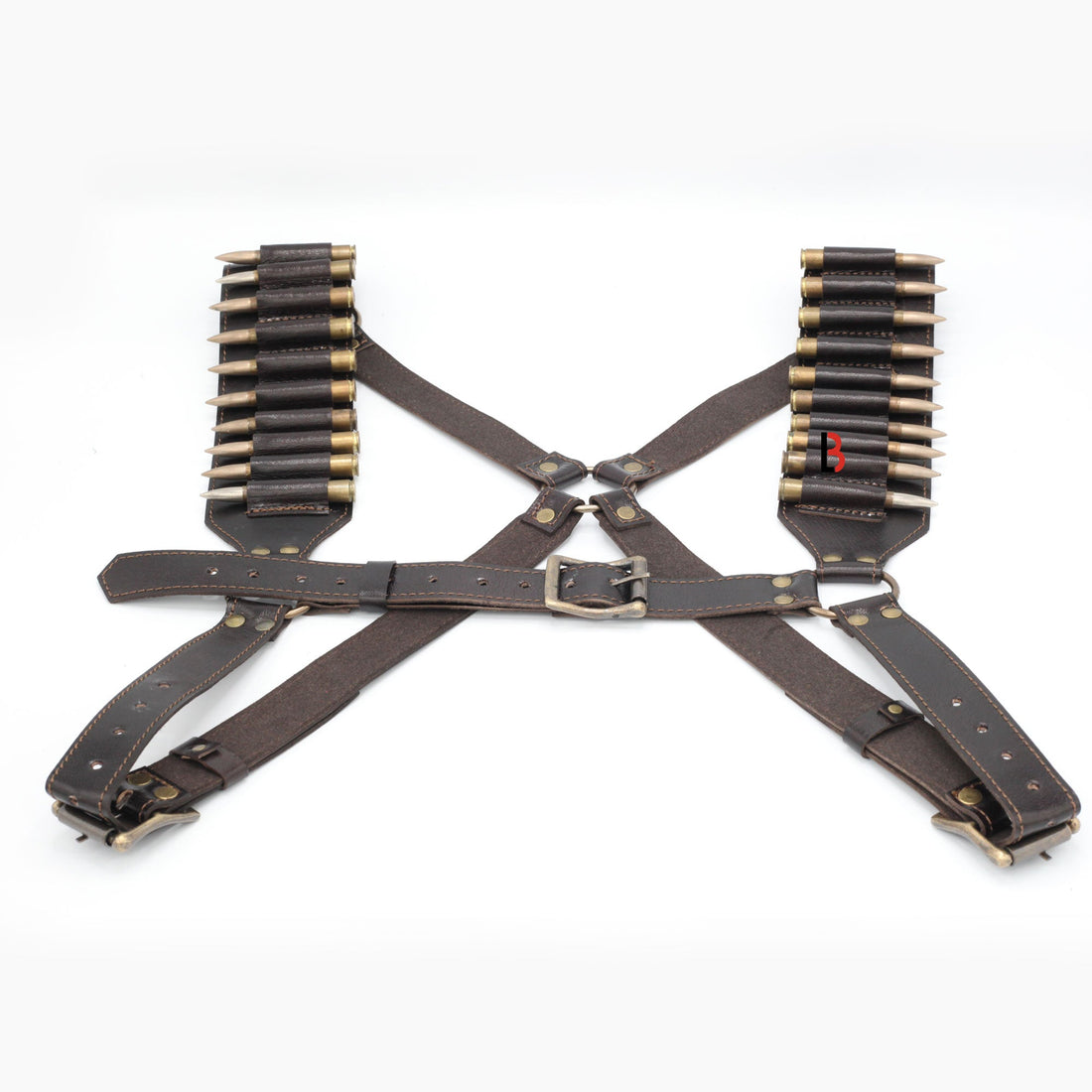 Cowhide Leather Rifle Cartridge Bandolier Belt & Chest Harness Hunting Ammo Carrier
