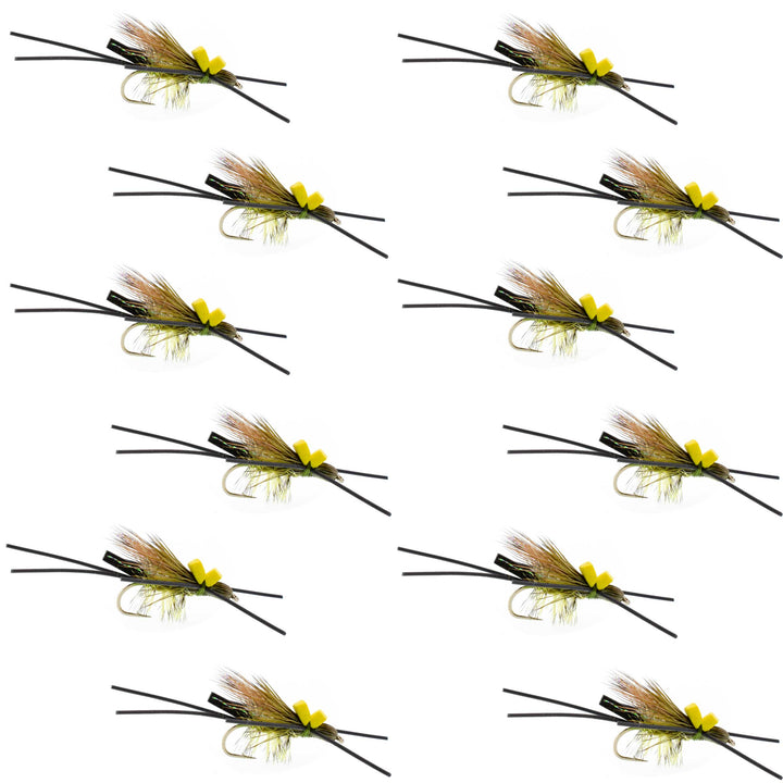 Long Tail Skwala Stone - Squalla Stonefly Dry Fly - 12 Flies Hook Size 10