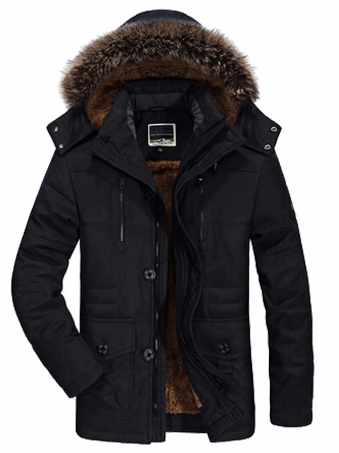 Men's Plus Size Warm Fur Hooded Winter Coat