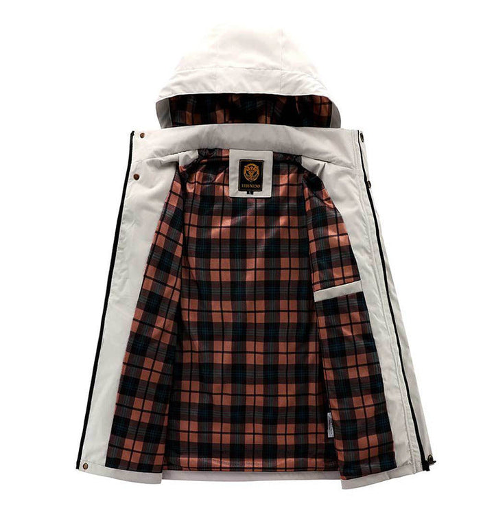 Men's Casual Hooded Jacket Parka Autumn And Winter Warm Solid Color Multiple Pockets