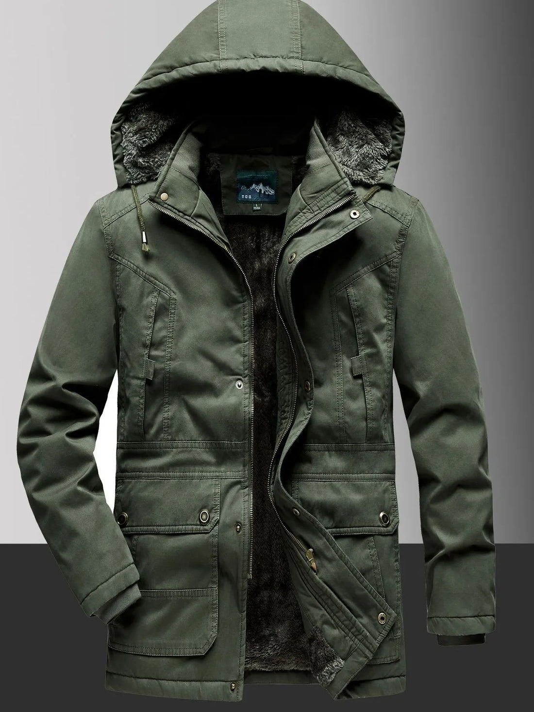Men's Plus Size Fleece Lined Hooded Winter Coat