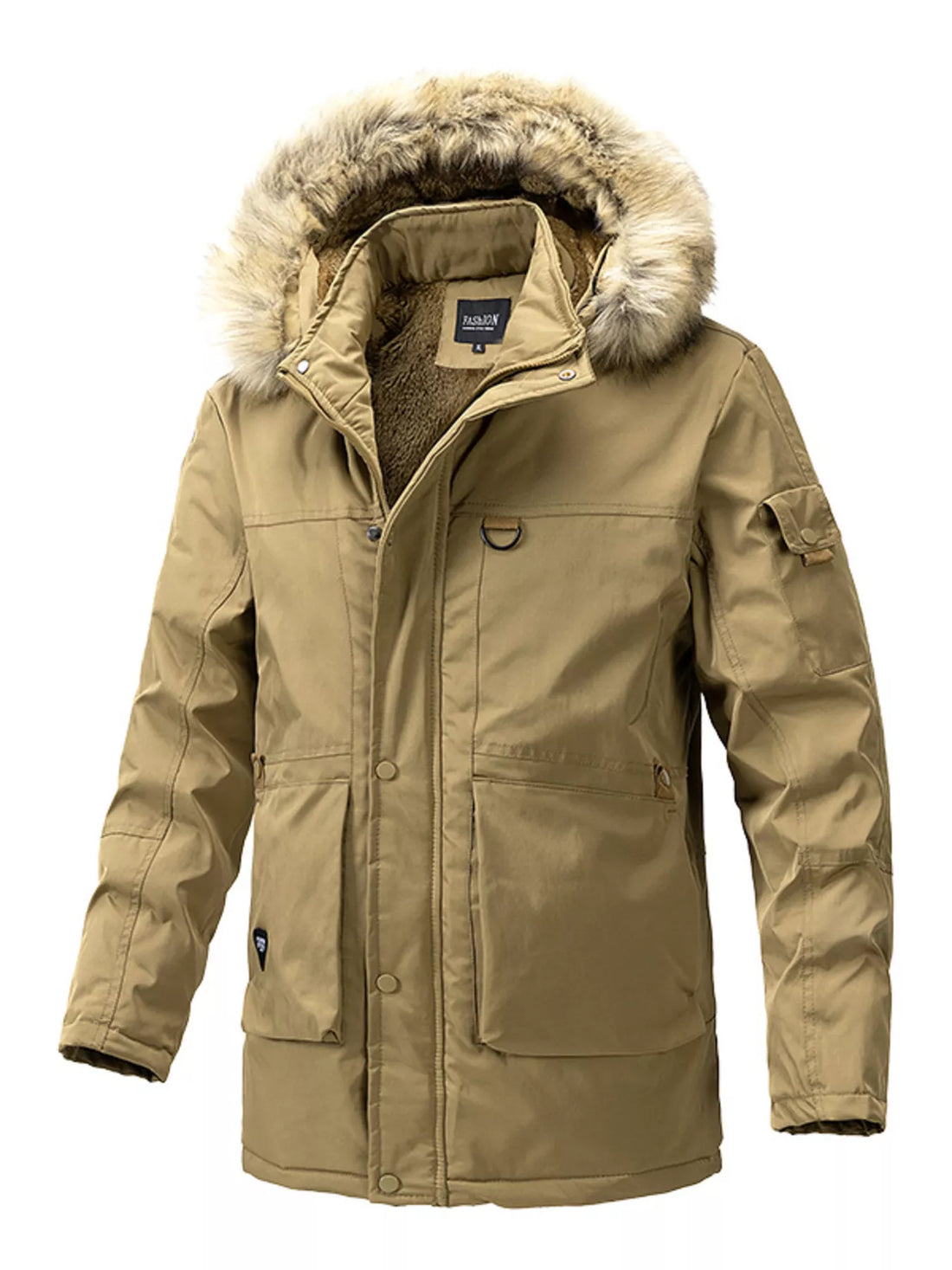 Men's Plus Size Fur Hooded Winter Parka Coat