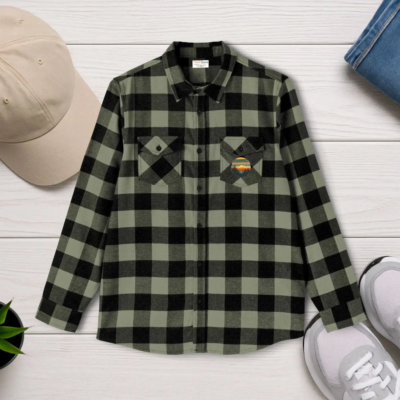 Forest Green Unisex Flannel - Brushed Cotton - DipaliZ