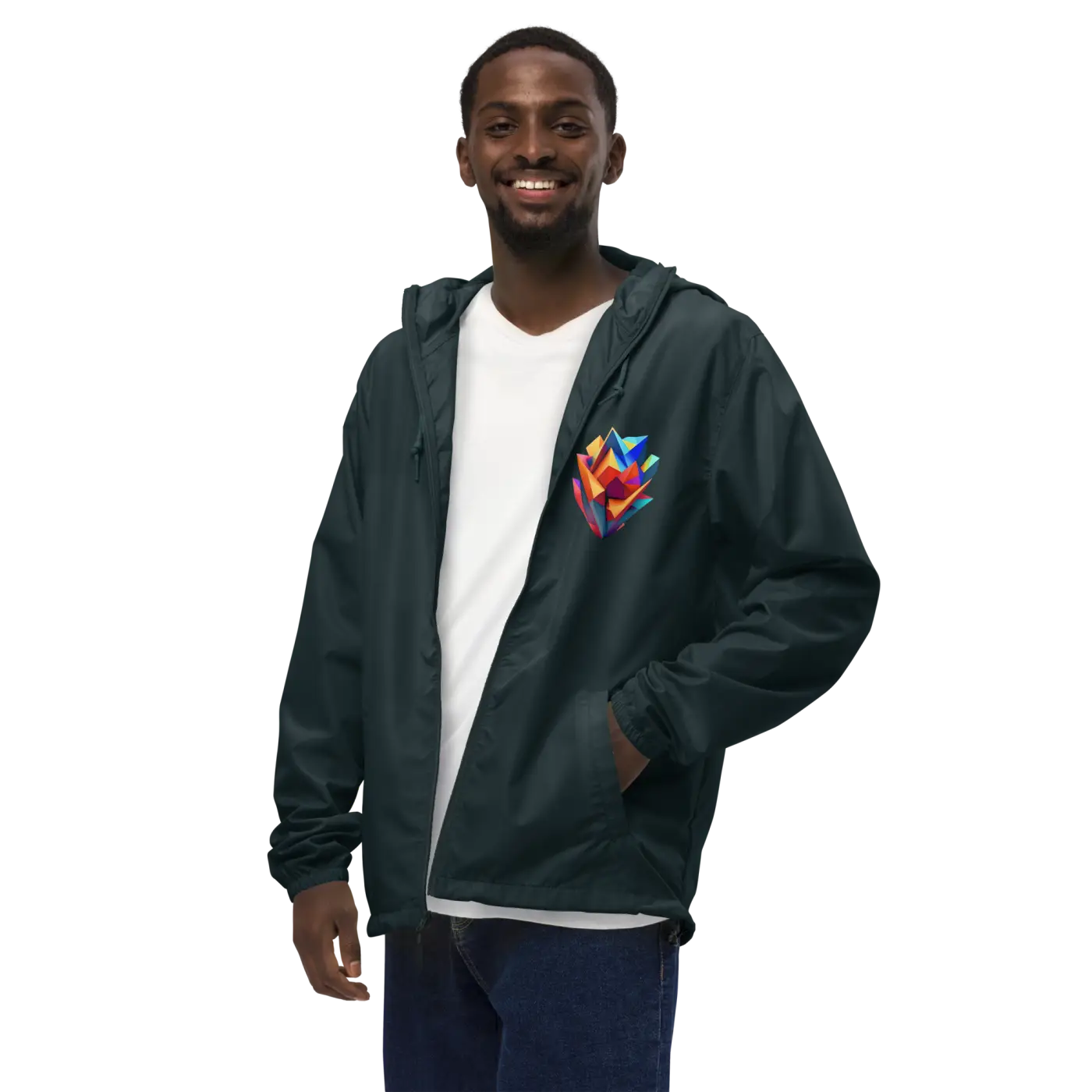 Geometric Pattern Zip Jacket Water Resistant - DipaliZ