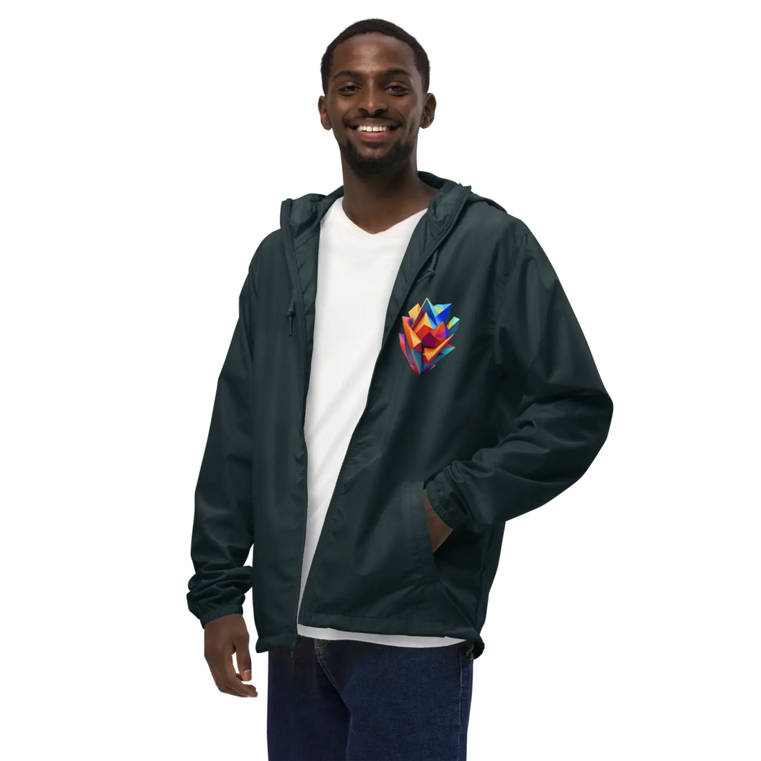 Geometric Pattern Zip Jacket Water Resistant - DipaliZ
