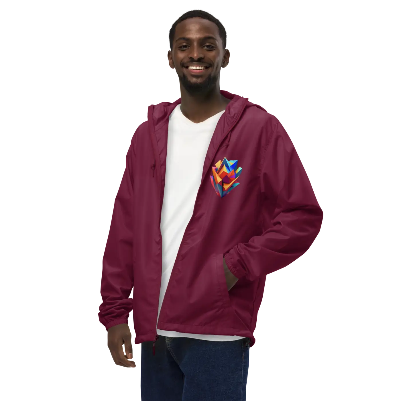 Geometric Pattern Zip Jacket Water Resistant - DipaliZ