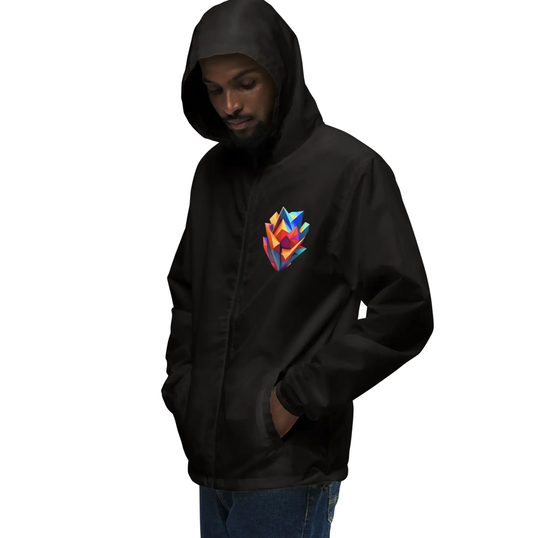 Geometric Pattern Zip Jacket Water Resistant - DipaliZ