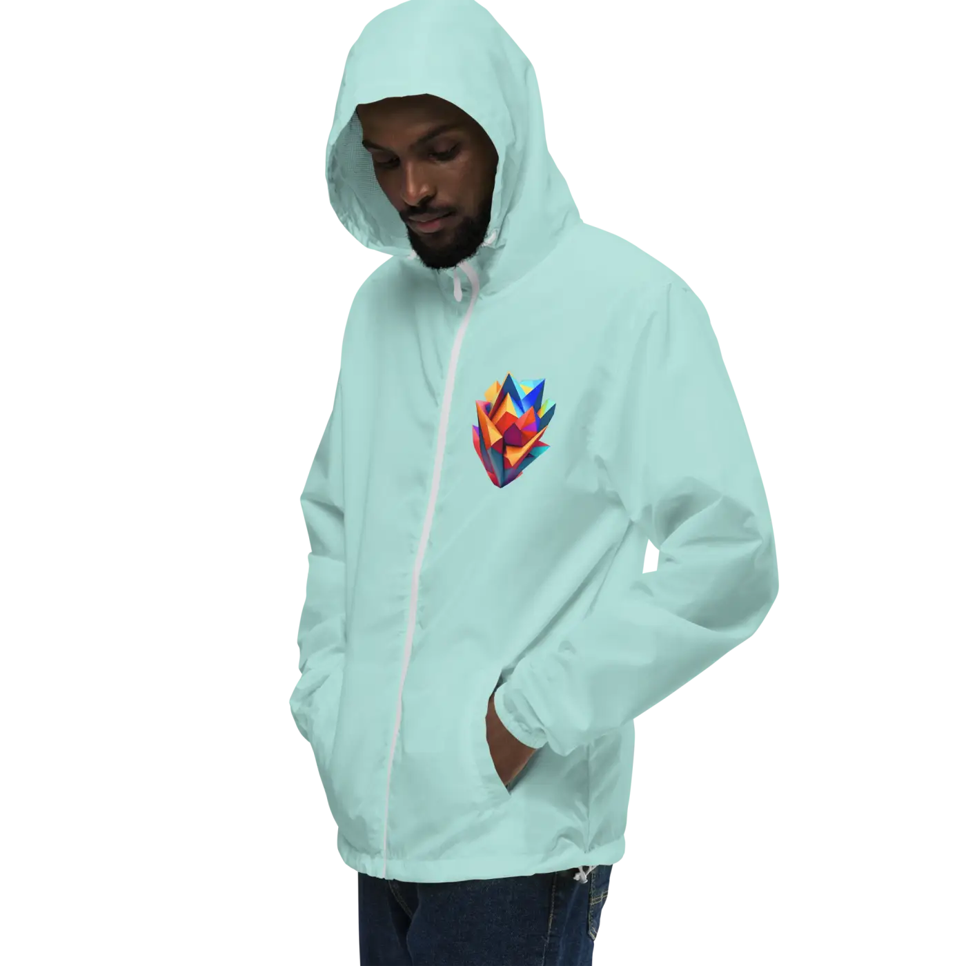 Geometric Pattern Zip Jacket Water Resistant - DipaliZ