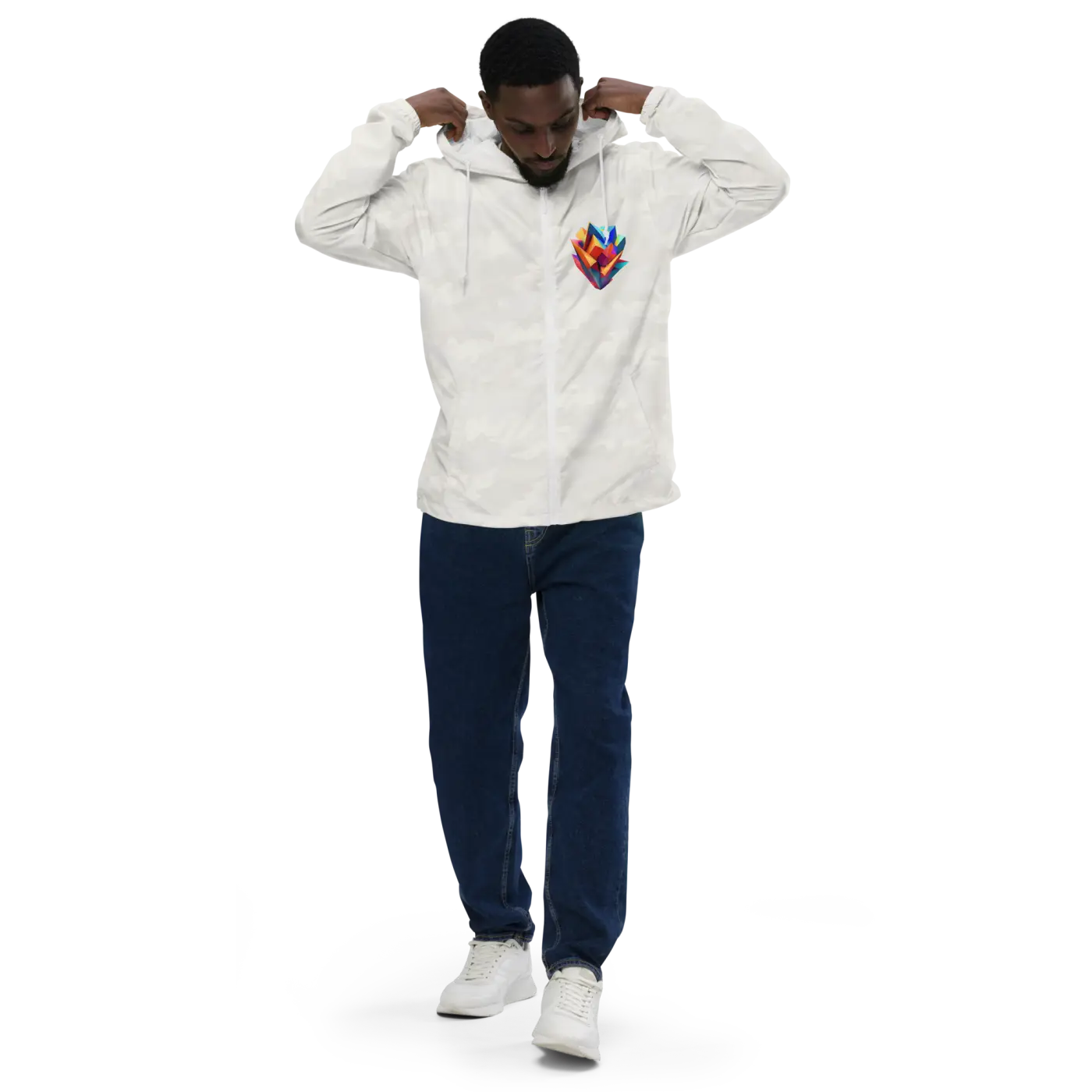Geometric Pattern Zip Jacket Water Resistant - DipaliZ