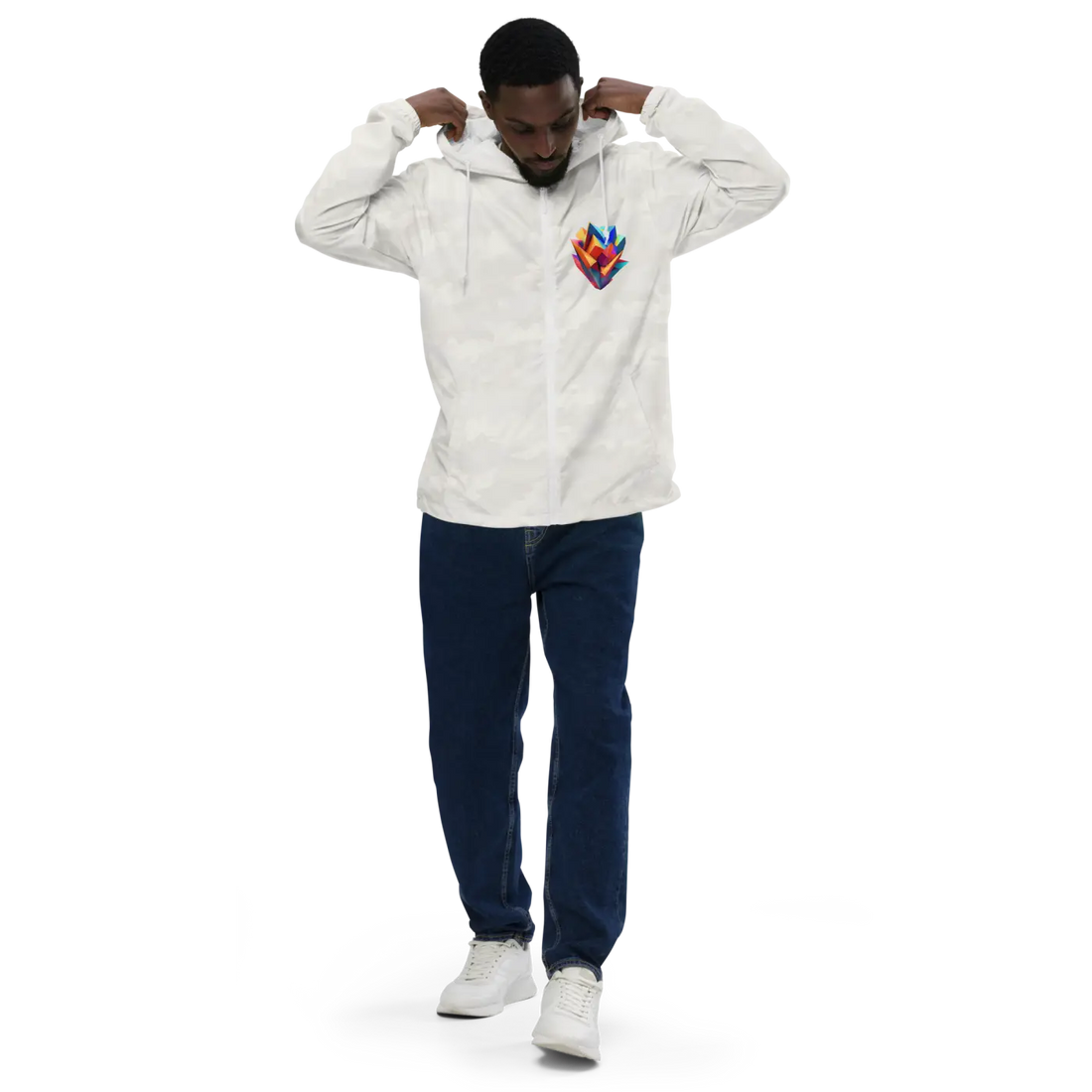 Geometric Pattern Zip Jacket Water Resistant - DipaliZ