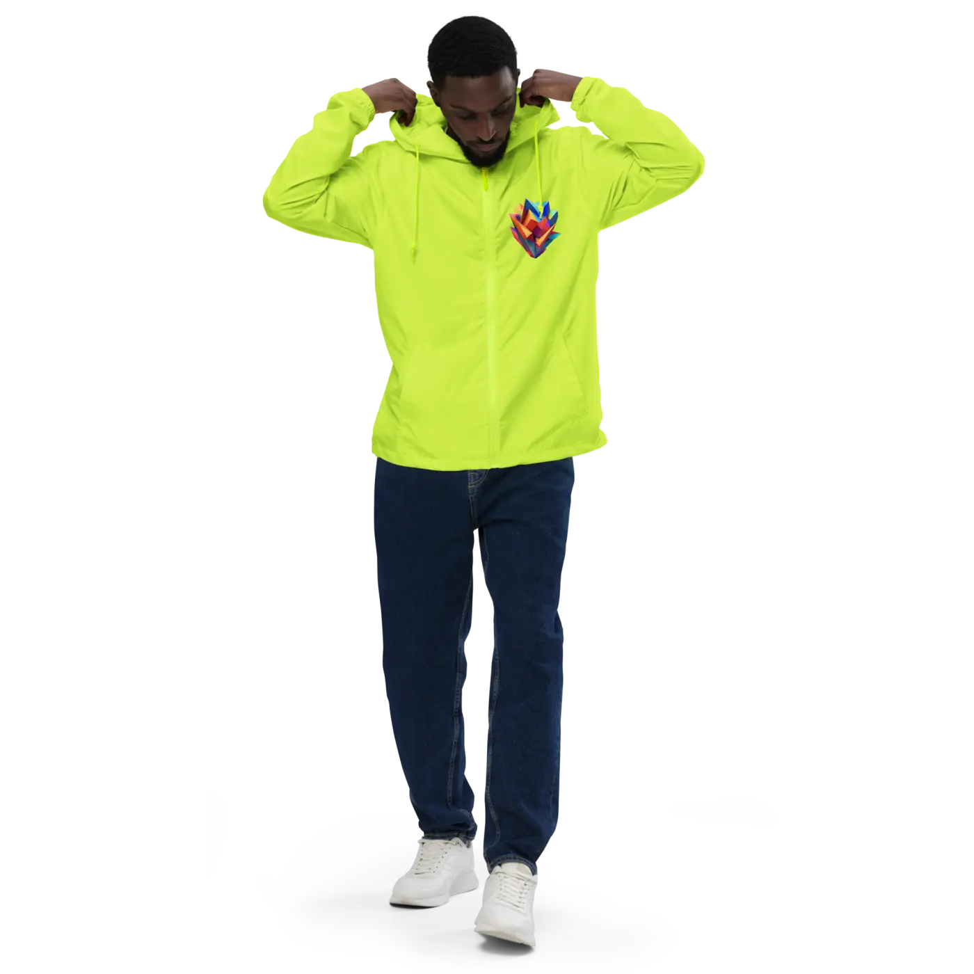Geometric Pattern Zip Jacket Water Resistant - DipaliZ
