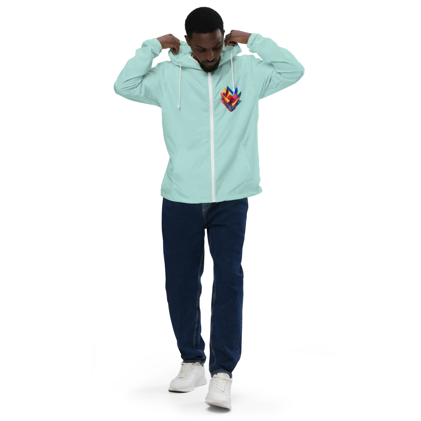 Geometric Pattern Zip Jacket Water Resistant - DipaliZ
