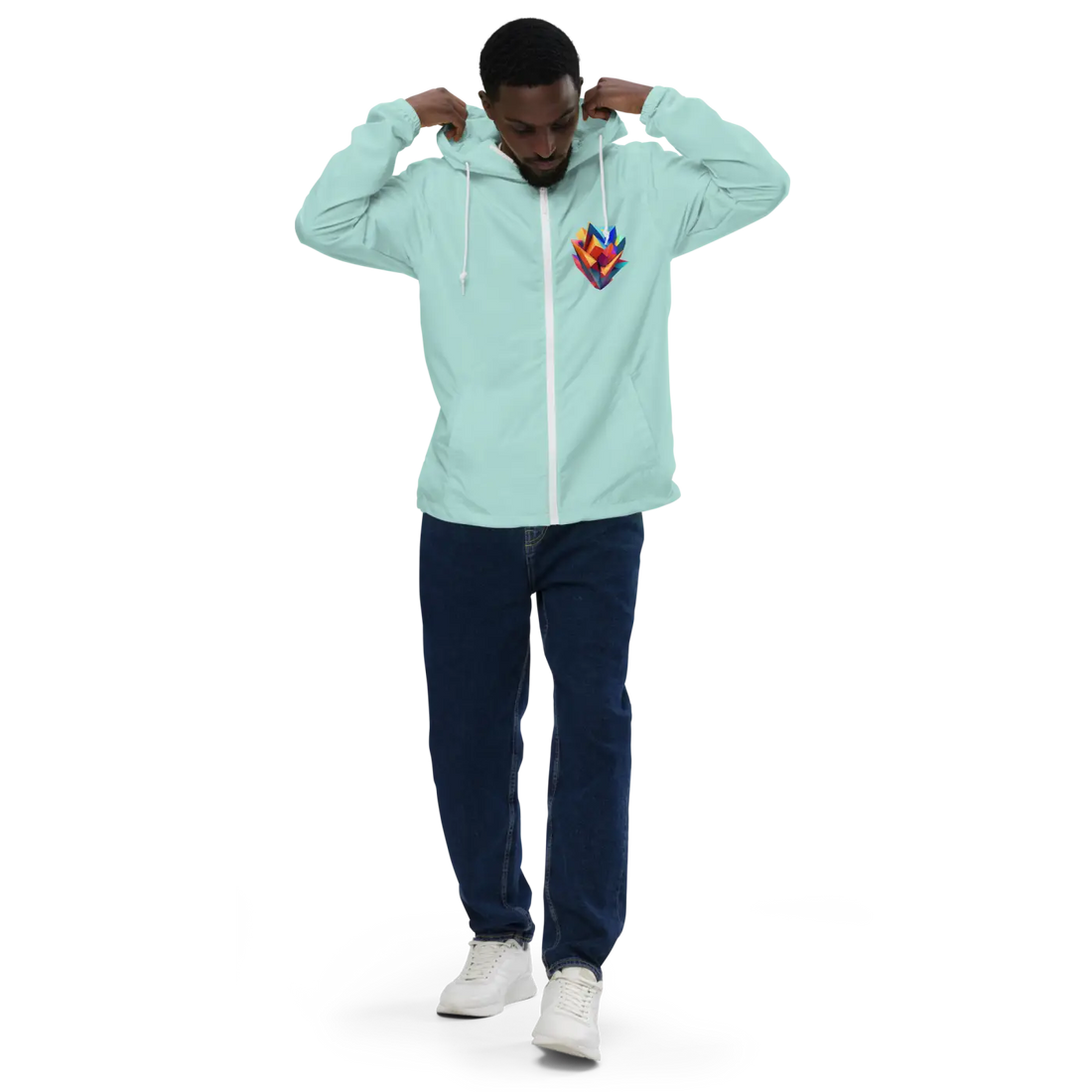 Geometric Pattern Zip Jacket Water Resistant - DipaliZ
