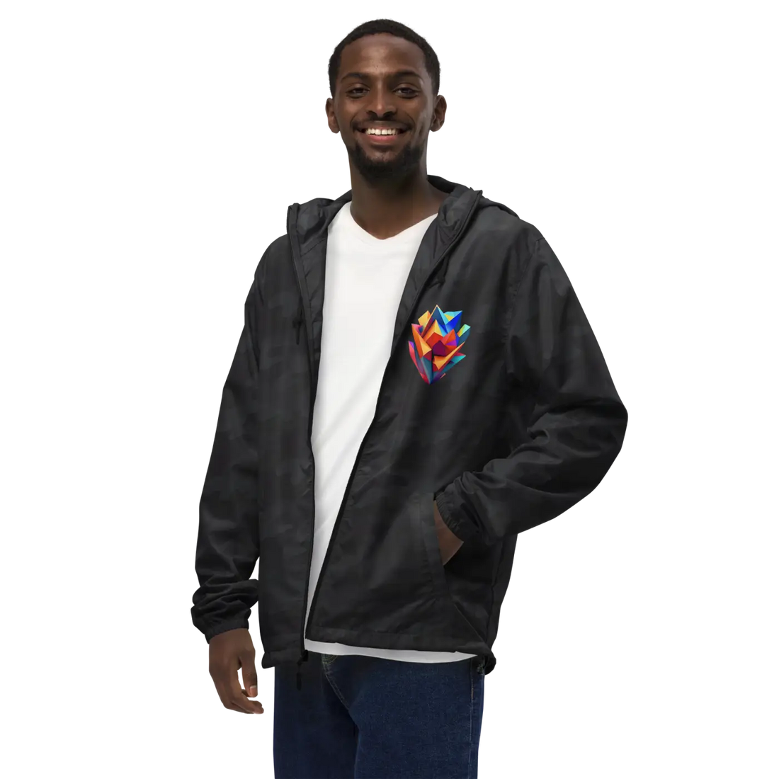 Geometric Pattern Zip Jacket Water Resistant - DipaliZ