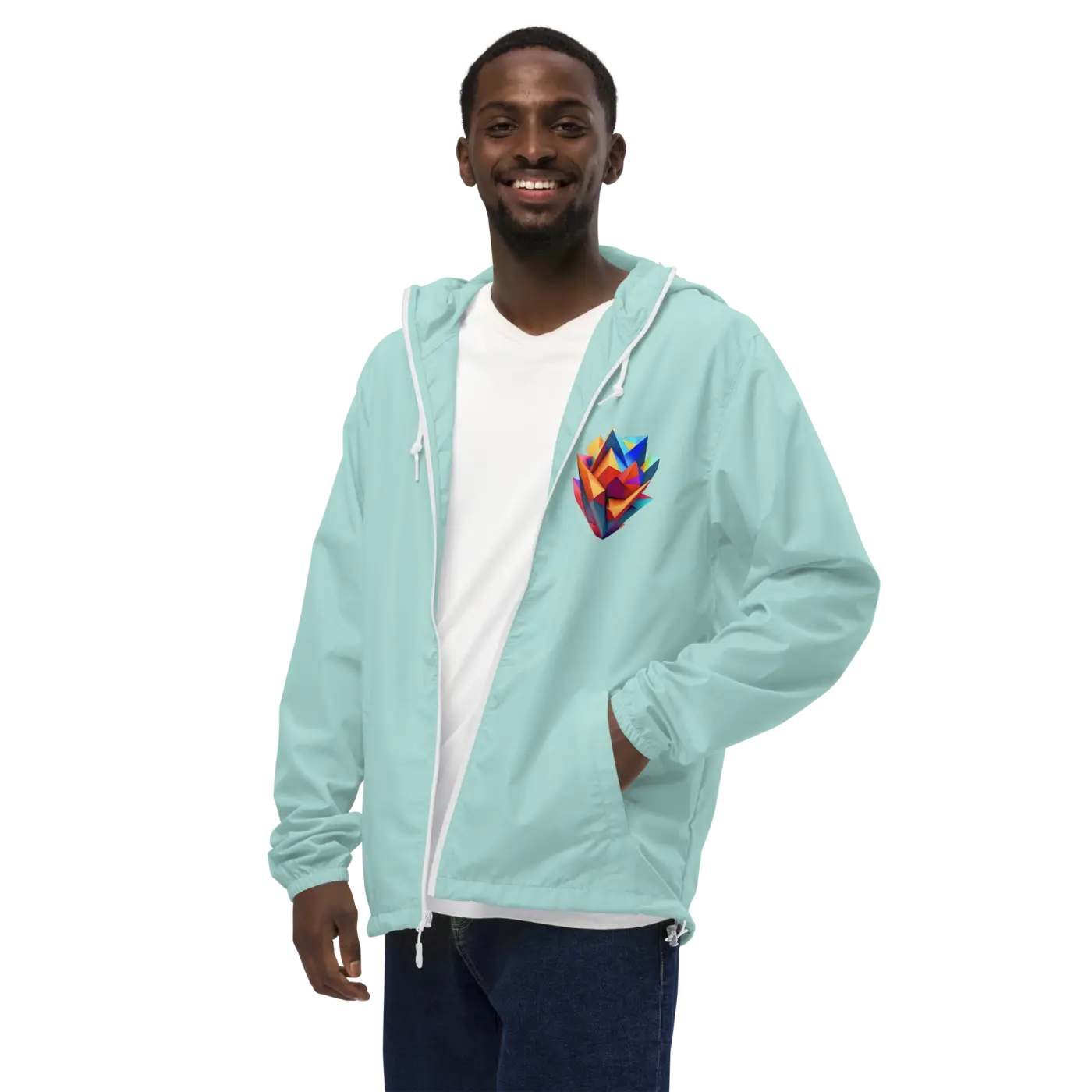 Geometric Pattern Zip Jacket Water Resistant - DipaliZ