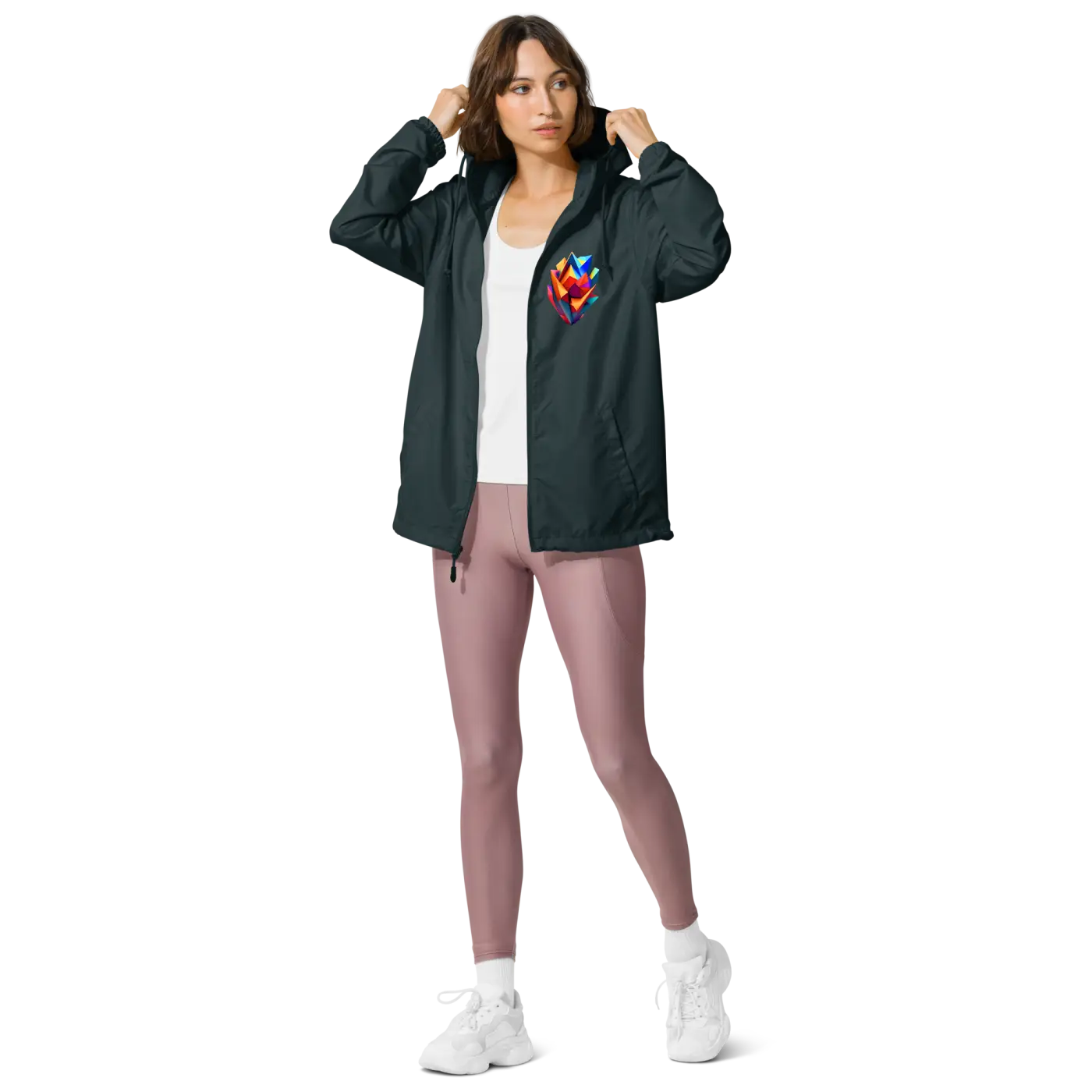 Geometric Pattern Zip Jacket Water Resistant - DipaliZ