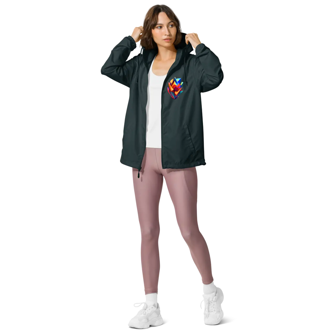 Geometric Pattern Zip Jacket Water Resistant - DipaliZ