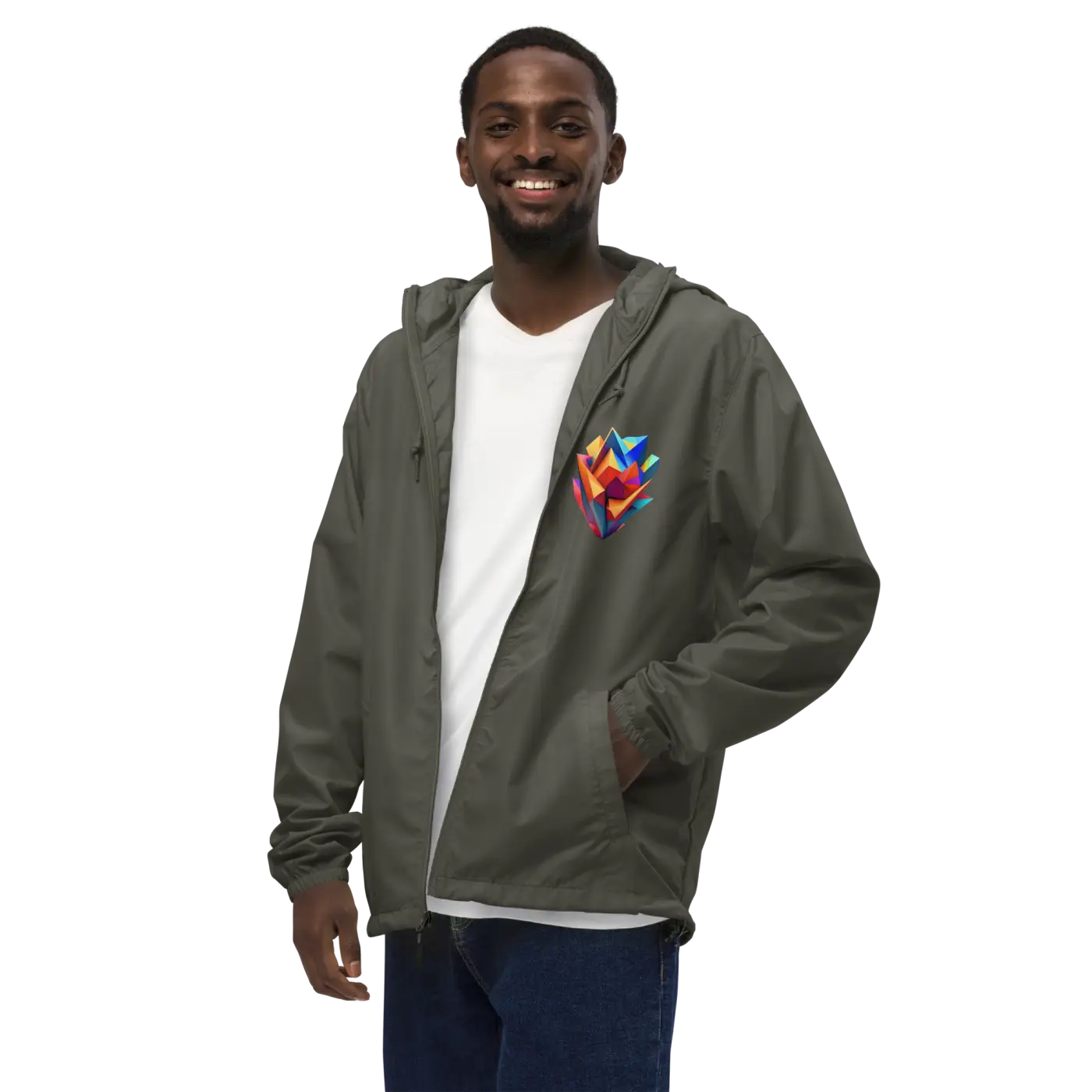 Geometric Pattern Zip Jacket Water Resistant - DipaliZ