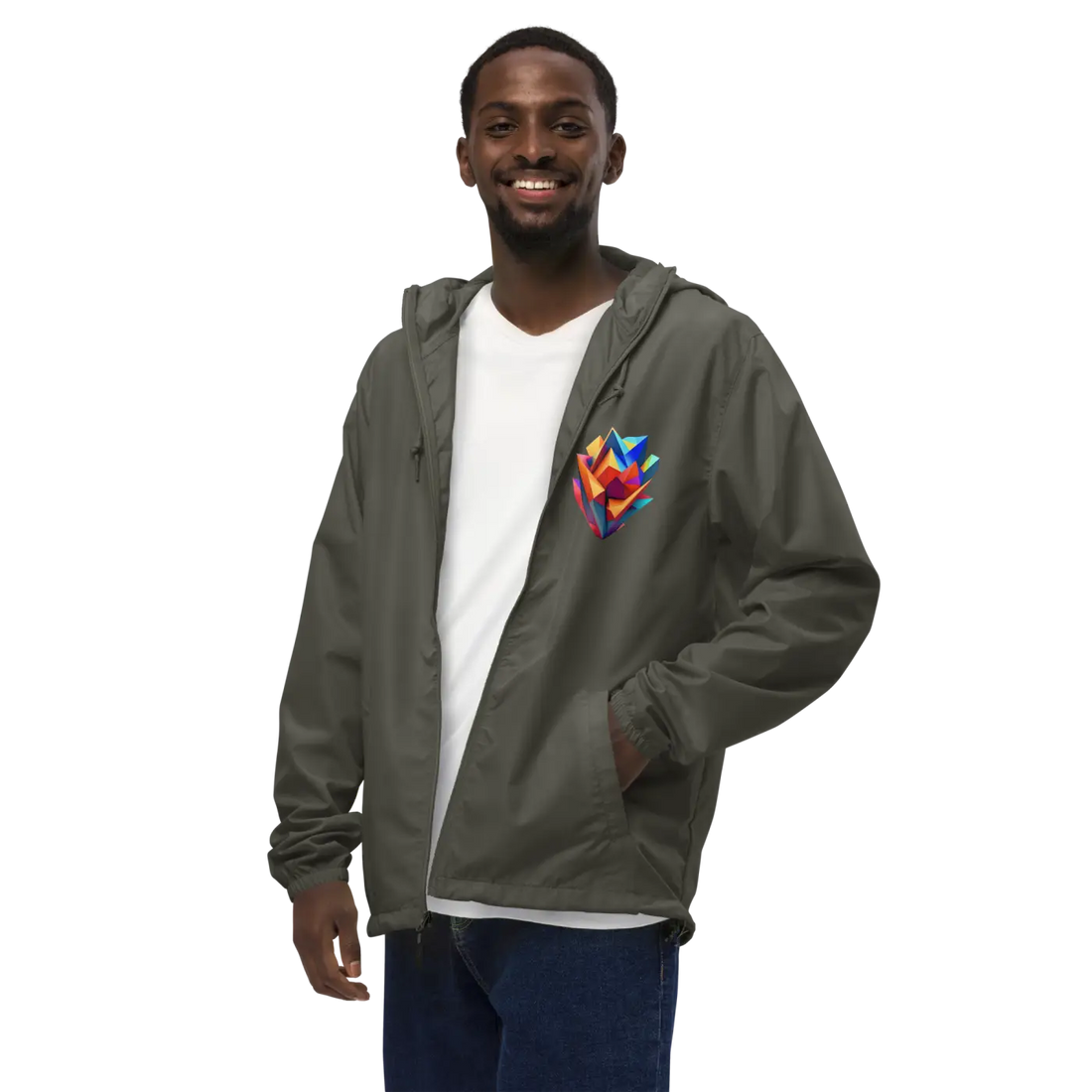 Geometric Pattern Zip Jacket Water Resistant - DipaliZ
