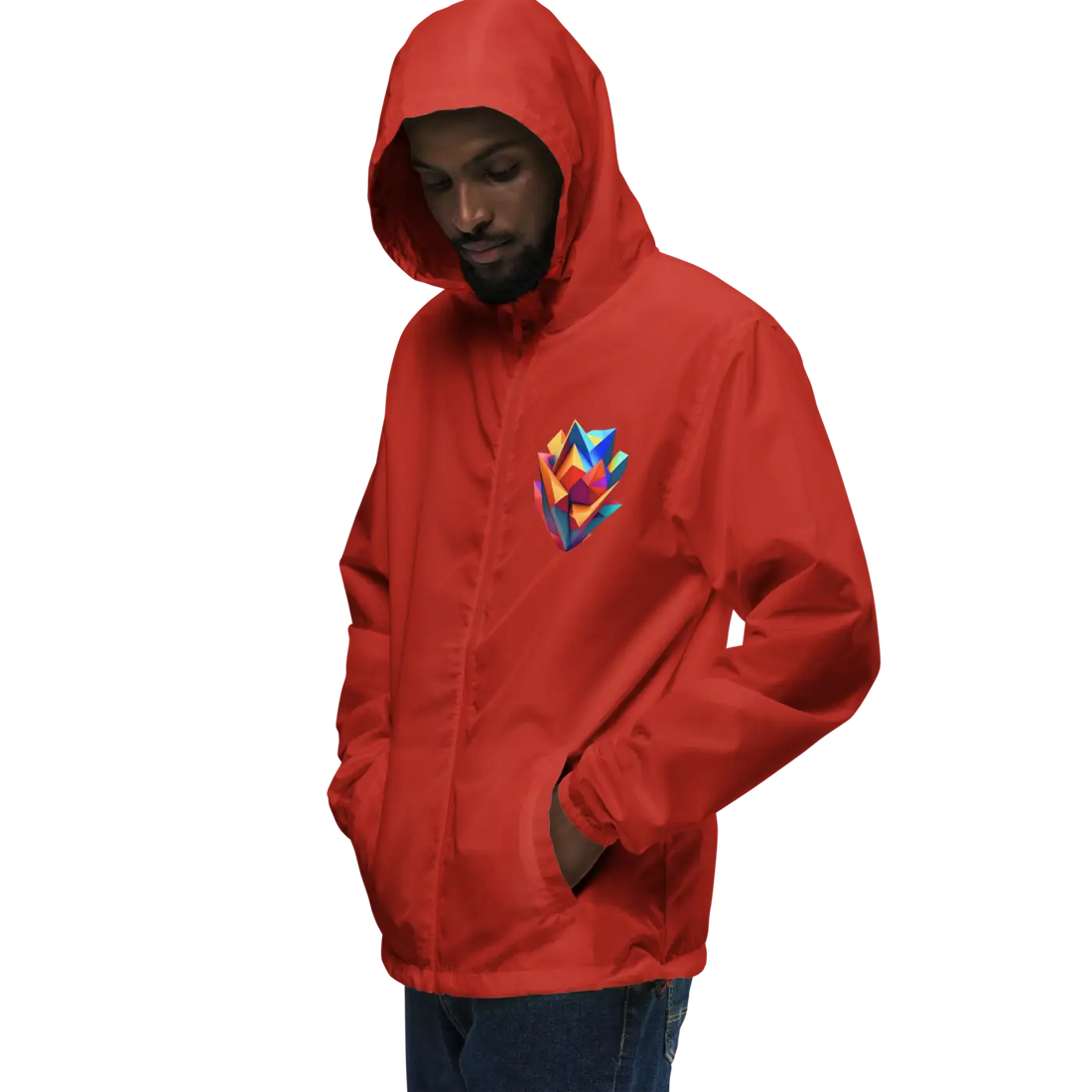 Geometric Pattern Zip Jacket Water Resistant - DipaliZ