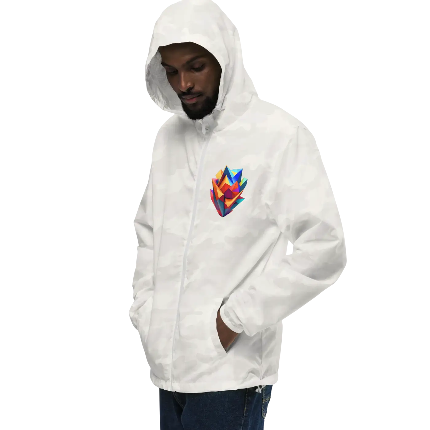 Geometric Pattern Zip Jacket Water Resistant - DipaliZ