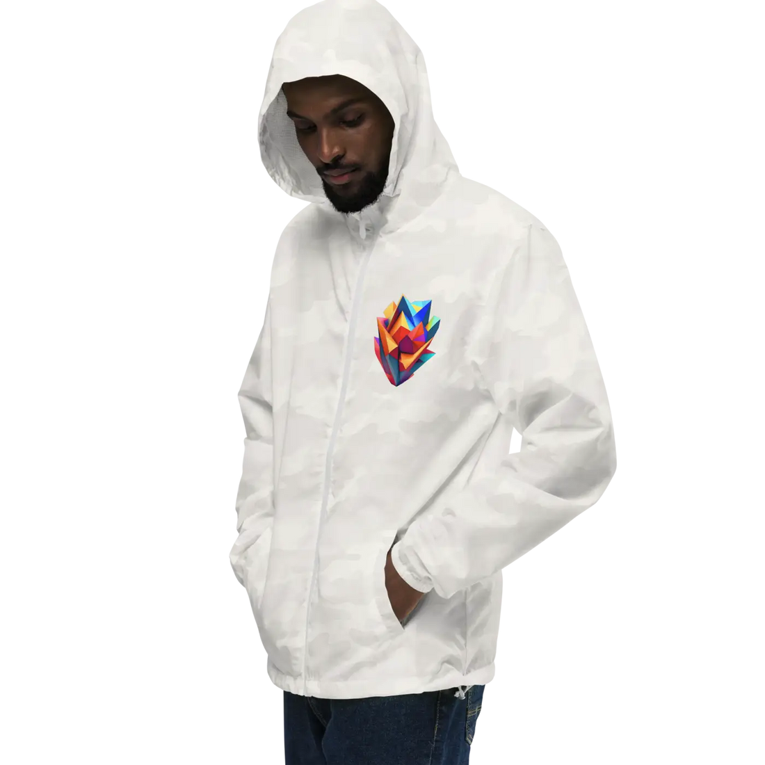 Geometric Pattern Zip Jacket Water Resistant - DipaliZ