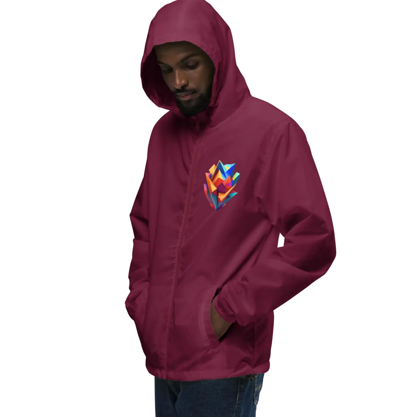Geometric Pattern Zip Jacket Water Resistant - DipaliZ