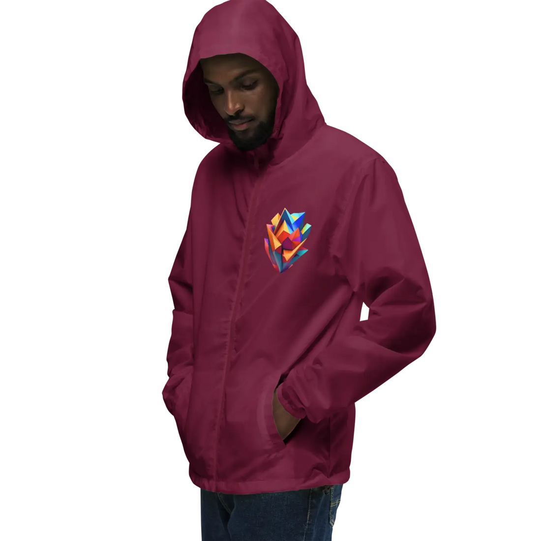 Geometric Pattern Zip Jacket Water Resistant - DipaliZ