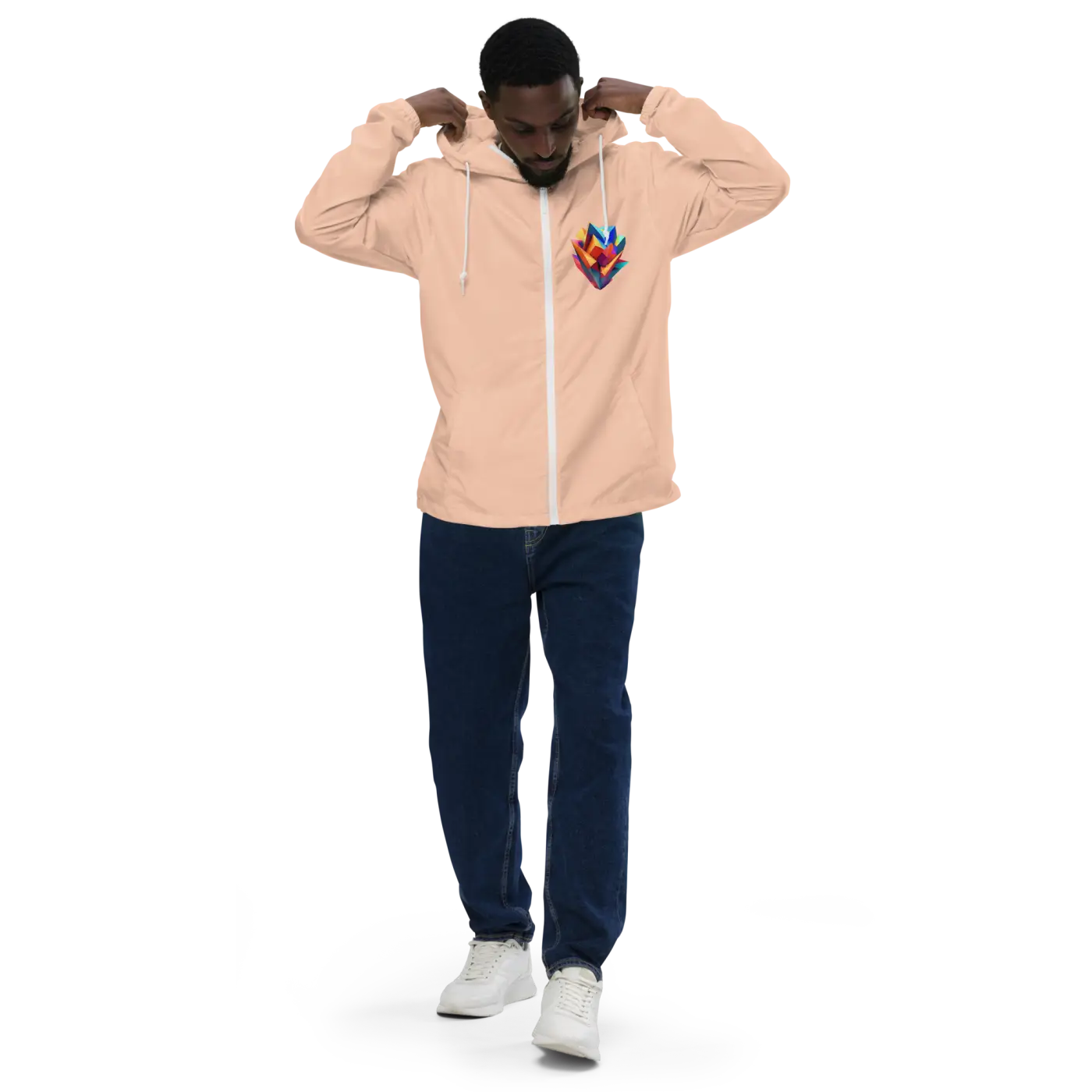 Geometric Pattern Zip Jacket Water Resistant - DipaliZ