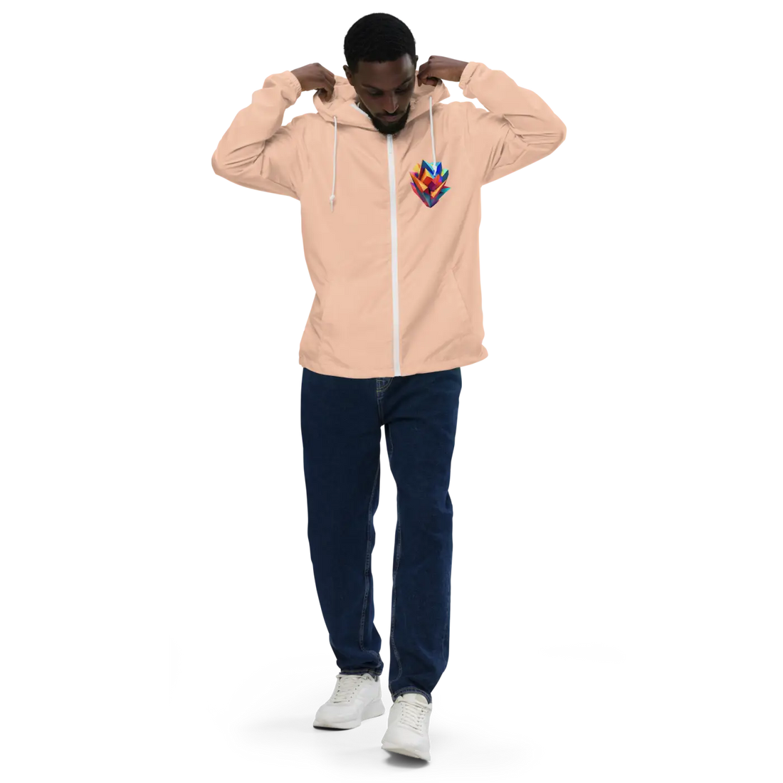 Geometric Pattern Zip Jacket Water Resistant - DipaliZ